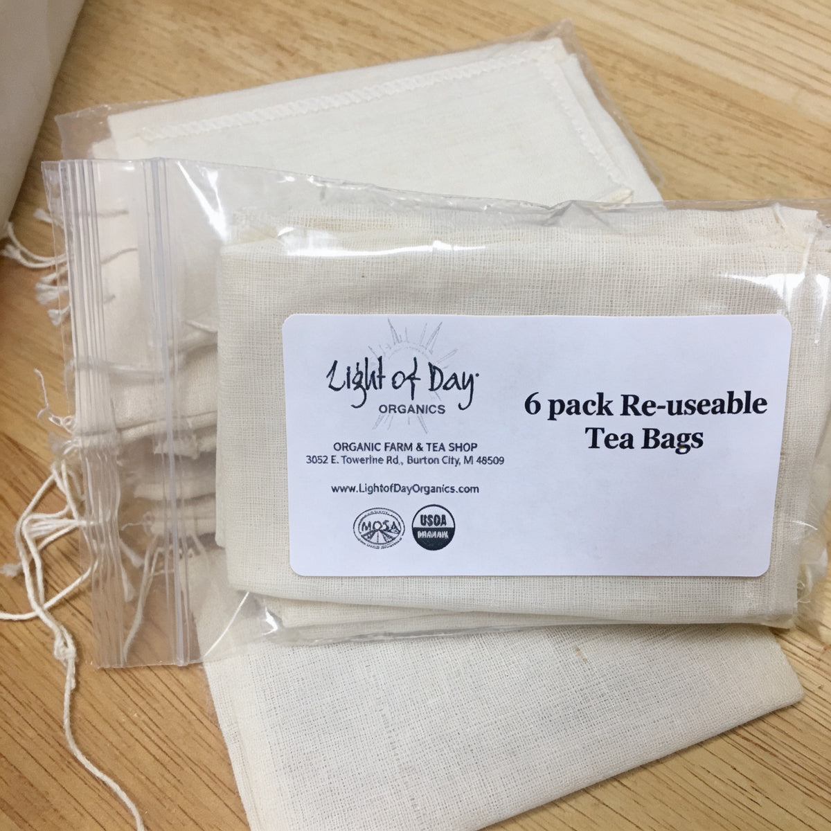 Tea Bags: 6 Pack Re-useable Drawstring Tea Bags
